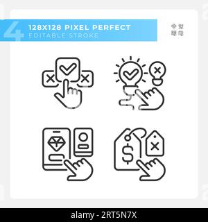 Pixel perfect black comparisons line icons collection Stock Vector