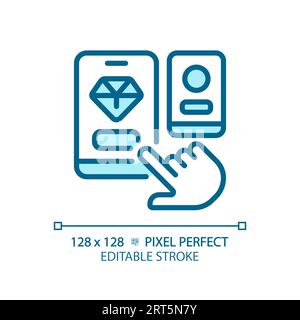 2D customizable thin line blue choosing app icon Stock Vector