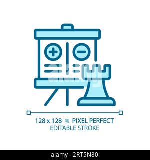 2D customizable thin line blue pros and cons icon Stock Vector