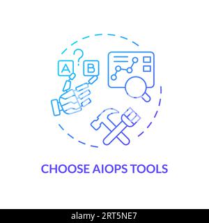 2D thin linear gradient choose AI ops tools icon Stock Vector