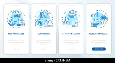Walkthrough mindful entrepreneurship with blue icons concept Stock Vector