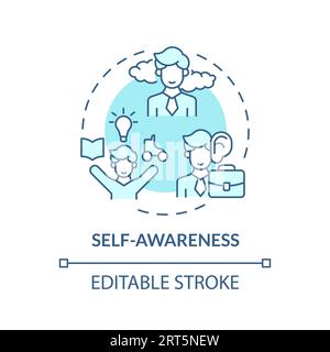 2D customizable thin line icon self awareness concept Stock Vector