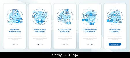 Walkthrough mindful entrepreneurship with blue icons concept Stock Vector