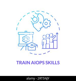 2D thin linear gradient train AI ops skills icon Stock Vector