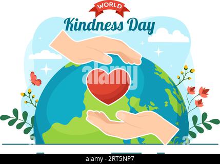 Happy World Kindness Day Vector Illustration on November 13 with Earth and Love for Charitable Assistance in Flat Cartoon Background Templates Stock Vector
