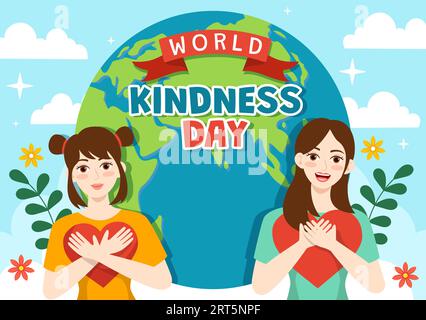 Happy World Kindness Day Vector Illustration on November 13 with Earth and Love for Charitable Assistance in Flat Cartoon Background Templates Stock Vector