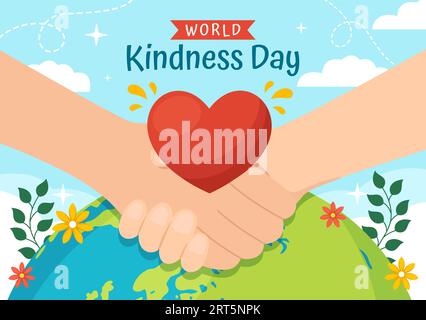 Happy World Kindness Day Vector Illustration on November 13 with Earth and Love for Charitable Assistance in Flat Cartoon Background Templates Stock Vector