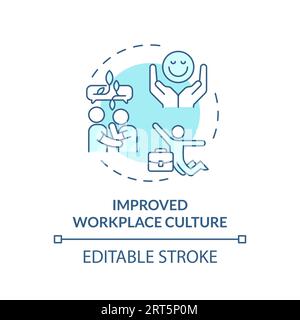2D customizable line icon improved workplace culture concept Stock Vector