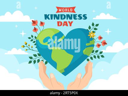 Happy World Kindness Day Vector Illustration on November 13 with Earth and Love for Charitable Assistance in Flat Cartoon Background Templates Stock Vector