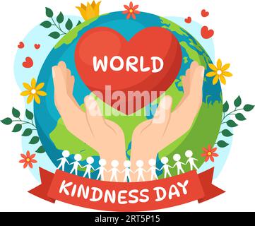 Happy World Kindness Day Vector Illustration on November 13 with Earth and Love for Charitable Assistance in Flat Cartoon Background Templates Stock Vector
