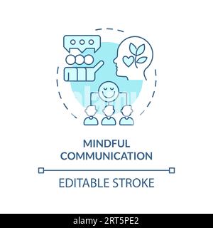 2D customizable thin line icon mindful communication concept Stock Vector