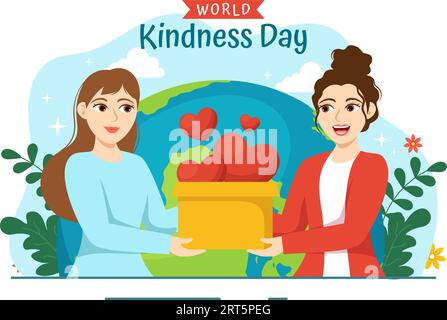 Happy World Kindness Day Vector Illustration on November 13 with Earth and Love for Charitable Assistance in Flat Cartoon Background Templates Stock Vector