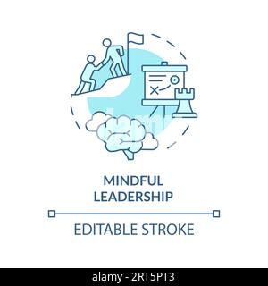 2D customizable thin line icon mindful leadership concept Stock Vector