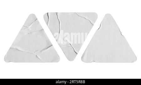White triangular paper stickers on white background with clipping path Stock Photo