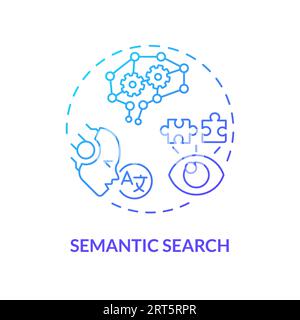 2D gradient semantic search line icon concept Stock Vector