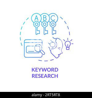 2D gradient keyword research line icon concept Stock Vector