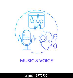 2D gradient music and voice line icon concept Stock Vector
