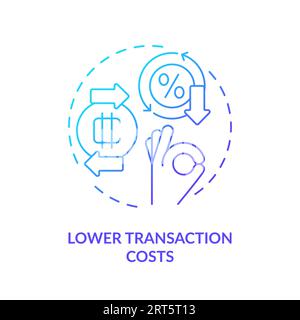 2D lower transaction costs line icon concept Stock Vector