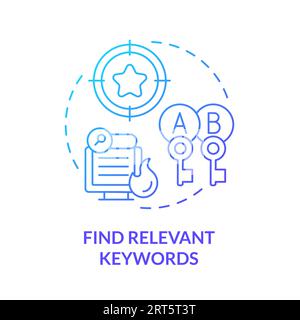 2D gradient find relevant keywords line icon concept Stock Vector