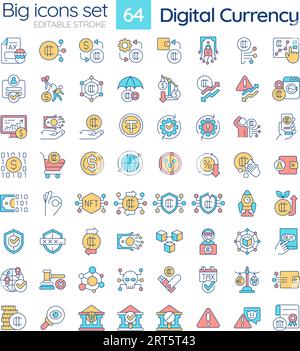 Customizable big icon set for digital currency Stock Vector