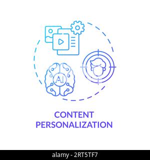 2D gradient content personalization line icon concept Stock Vector
