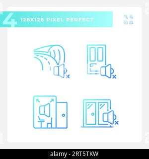 Pixel perfect soundproofing gradient line icons pack Stock Vector