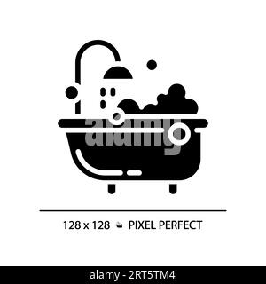 Pixel perfect bubble bath glyph style black icon Stock Vector
