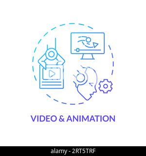 2D gradient video and animation line icon concept Stock Vector