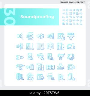 Pixel perfect gradient soundproofing icons collection Stock Vector