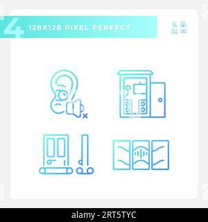 Pixel perfect soundproofing gradient linear icons set Stock Vector