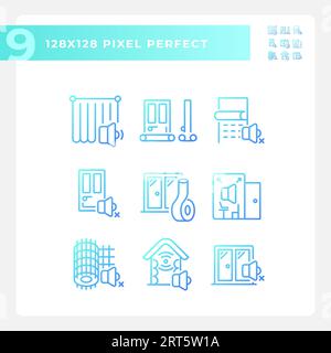 2D gradient soundproofing icons collection Stock Vector