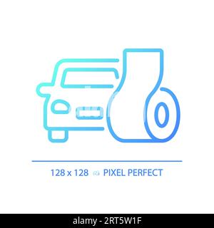Pixel perfect soundproofing car gradient thin linear icon Stock Vector
