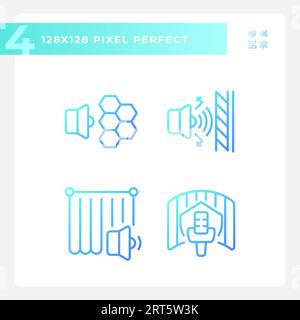Pixel perfect gradient soundproofing linear icons set Stock Vector