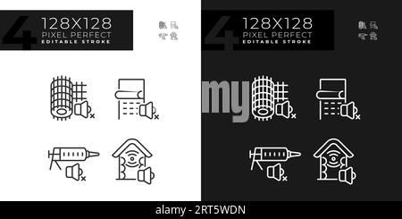 Editable pixel perfect soundproofing icons pack Stock Vector