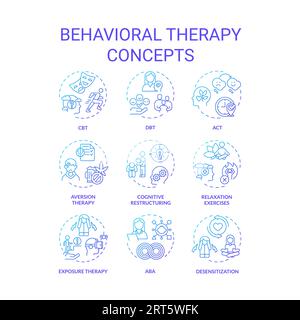 Gradient icons representing behavioral therapy concepts Stock Vector