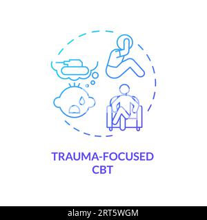 2D trauma focused CBT gradient line icon concept Stock Vector