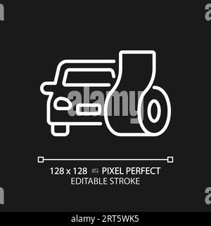 Customizable soundproofing car white thin linear icon Stock Vector