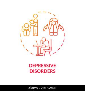 2D depressive disorders gradient line icon concept Stock Vector