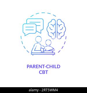 2D parent child CBT gradient line icon concept Stock Vector