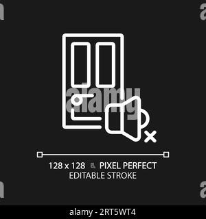 Customizable soundproof door white thin linear icon Stock Vector