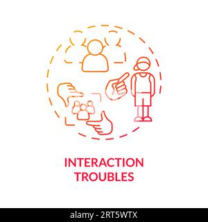 2D interaction troubles gradient line icon concept Stock Vector