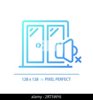 Pixel perfect soundproof windows gradient thin linear icon Stock Vector