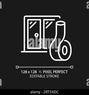 Customizable soundproof windows white thin linear icon Stock Vector