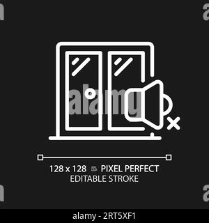 Customizable soundproof windows white thin linear icon Stock Vector