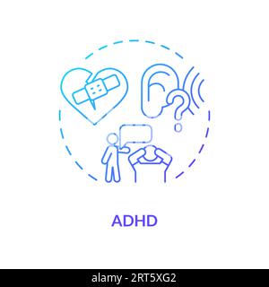 2D ADHD gradient line icon concept Stock Vector