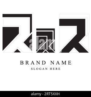 Modern minimal R logo collection with black and white background Stock Vector