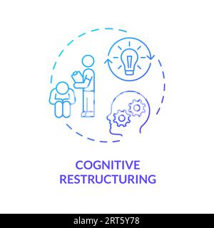 2D cognitive restructuring gradient line icon concept Stock Vector