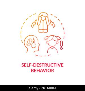 2D self destructive behavior gradient line icon concept Stock Vector
