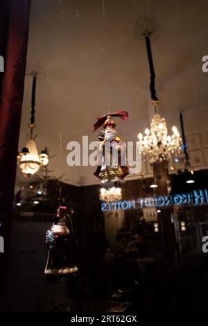 Santa Claus figure in a shop window in Cologne Germany Stock Photo