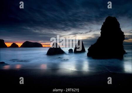 Sunset on Rodeo Beach in the Golden Gate National Parks Conservancy; Marin Headlands, California; Winter 2006 Stock Photo